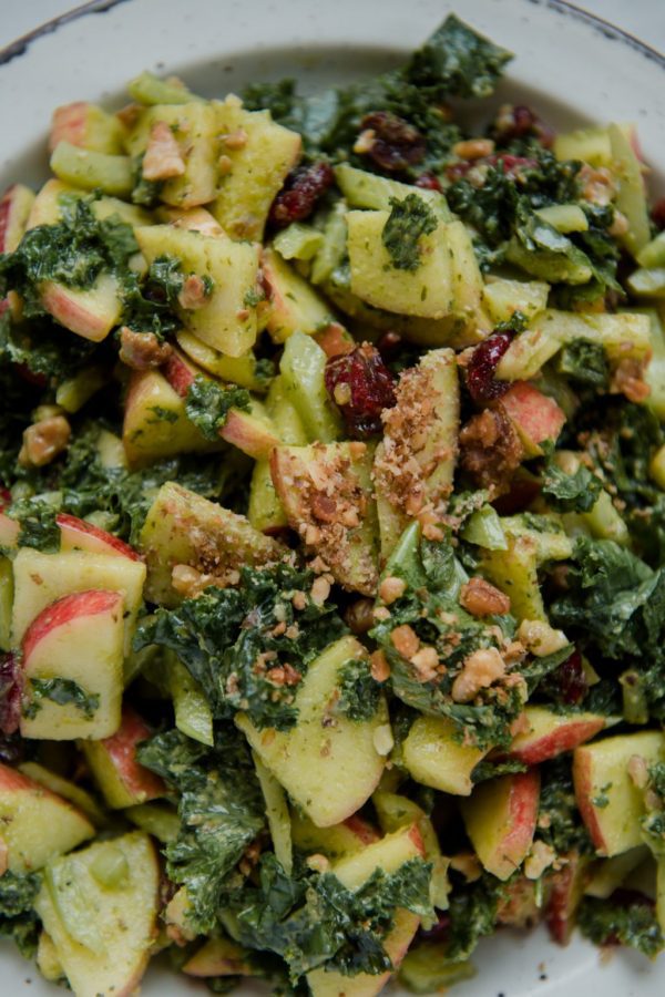 Kale Waldorf Salad with Vegan Green Goddess Dressing