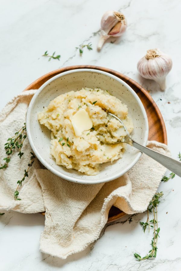 brown butter potato mash with herbs