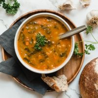 Spiced Lentil, Tomato + Spinach Soup