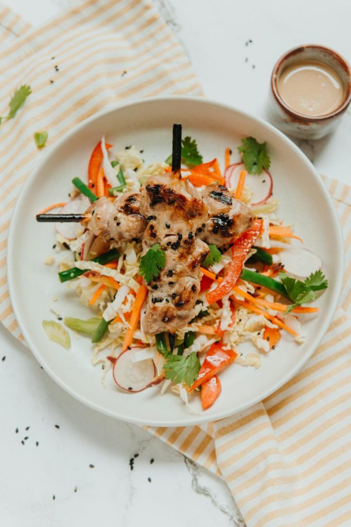 Miso-Maple Organic Chicken Skewers OR Tofu | Napa Cabbage Salad ...