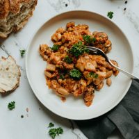 cod + chorizo stew
