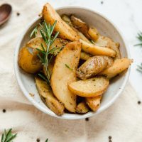 potato wedges with garlic + rosemary