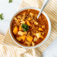 cauliflower, squash and lentil stew